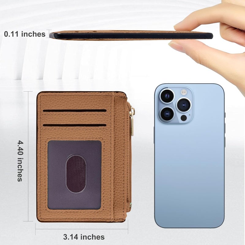 Tipmile Credit Card Holder for Women Slim Minimalist Front Pocket RFID Blocking Wallet Small Compact Card Case with ID Window, Brown - Image 5